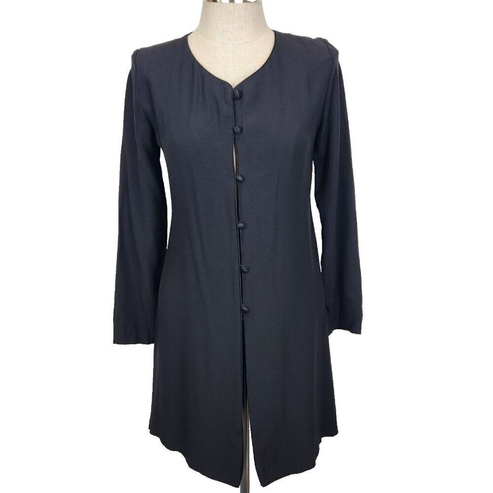 Eileen West Vintage Duster Coat Womens 8 Black Back Lacing Witchy Whimsy Goth